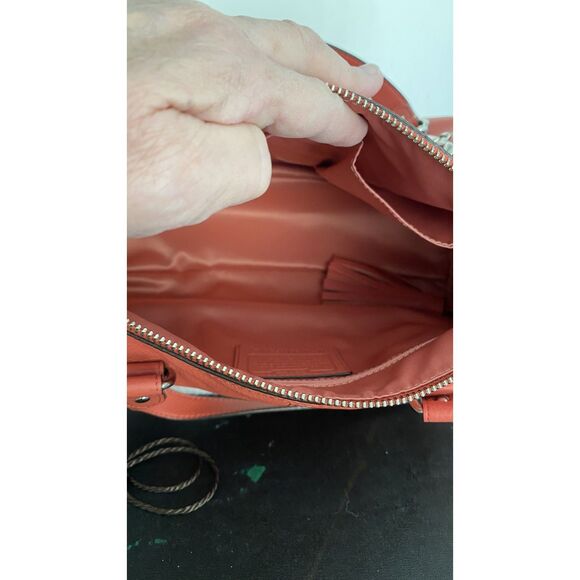 Coach Coral Colored Pebbled Leather Avery Satchel With Dust Cover - Picture 8 of 11
